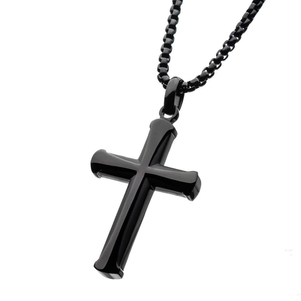 Men's Stainless Steel Black Plated Apostle Cross Pendant