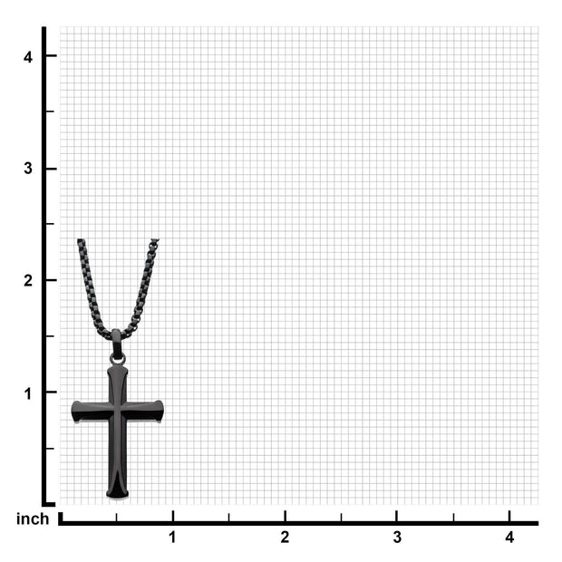 Men's Stainless Steel Black Plated Apostle Cross Pendant