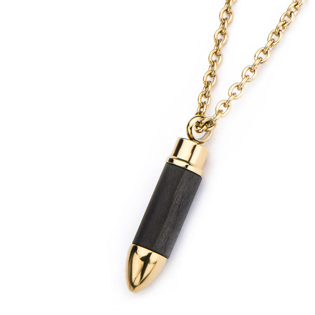 Men's Gold Plated and Carbon Graphite Bullet Pendant