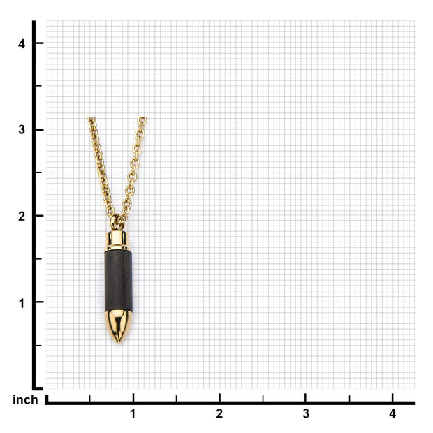 Men's Gold Plated and Carbon Graphite Bullet Pendant