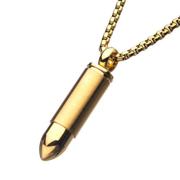 Men's Stainless Steel & Gold IP Stash Bullet Pendant