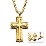 Men's Stainless Steel & Gold IP Stash Gothic Cross Pendant