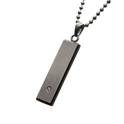 Men's Stainless Steel Tag Pendant with Clear CZ