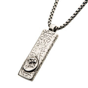 Men's stainless steel and silver plated dog tag pendant with eagle head inlay