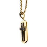 Men's Black Plated Cross with Black CZ Inlay and 18K Gold