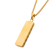 18K Gold IP Engravable Drop Pendant with Round Box Chain
