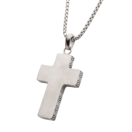 Men’s Stainless Steel Engravable Cross Pendant Necklace