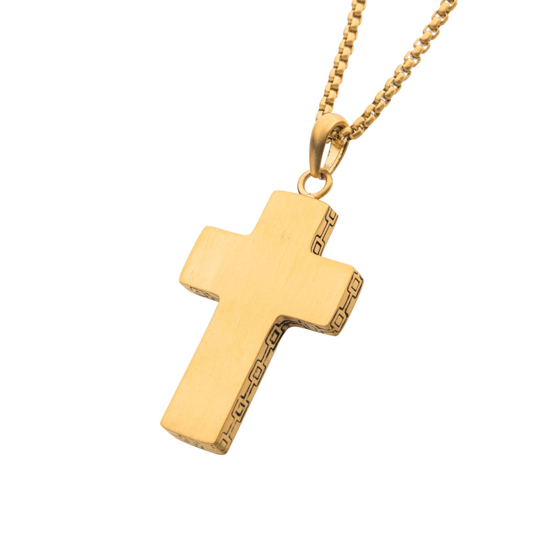 Men’s 18K Gold Engravable Cross Pendant Necklace