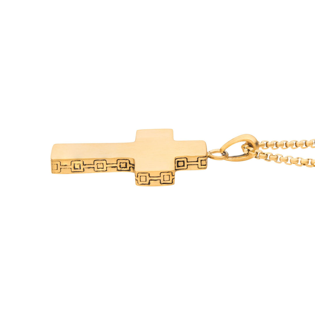 Men’s 18K Gold Engravable Cross Pendant Necklace
