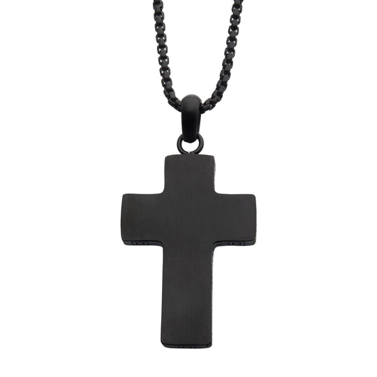 Men’s Black Engravable Cross Pendant Necklace