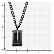 Men's Black Plated & Cable Inlayed Dog Tag Pendant