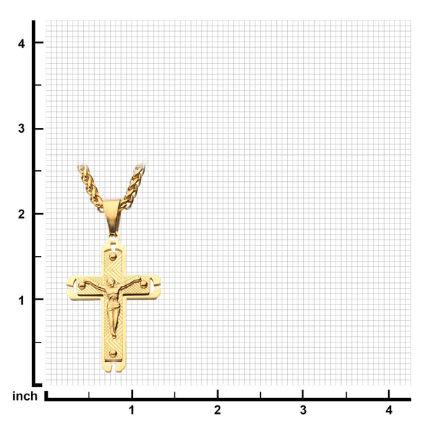 Men's Gold Plated Jesus Crucifix Cross Pendant 