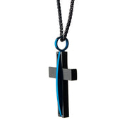 Men's thin blue line cross pendant