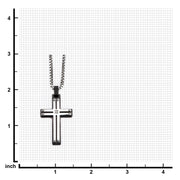 Men's Black Cross Pendant with Clear CZ and Steel Screws