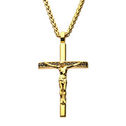 Men's stainless steel gold plated Crucifix cross pendant
