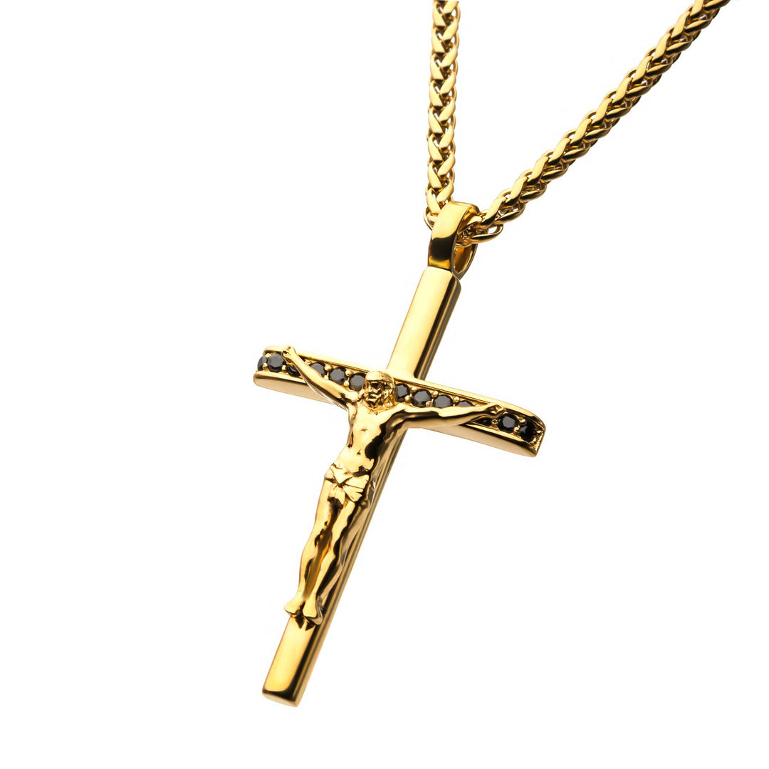 Men's stainless steel gold plated Crucifix cross pendant