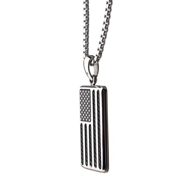 Stainless Steel American Flag Dog Tag Necklace