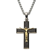 Stainless Steel Hammered Jesus Christ Crucifix Cross Pendant