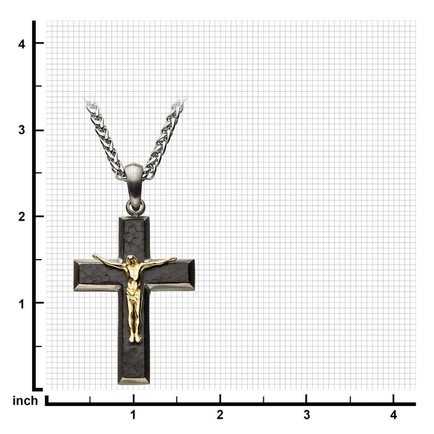 Stainless Steel Hammered Jesus Christ Crucifix Cross Pendant