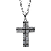 Men's stainless steel weave pattern cross necklace