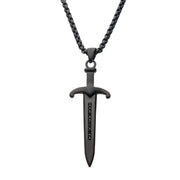 Men's steel black plated sword pendant