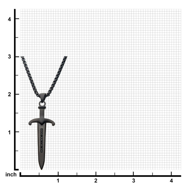 Men's steel black plated sword pendant
