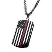  Thin Red Line American Flag Dog Tag Enamel Pendant 