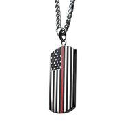  Thin Red Line American Flag Dog Tag Enamel Pendant 