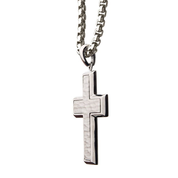  Men's Matte Stainless Steel Short Cross Pendant