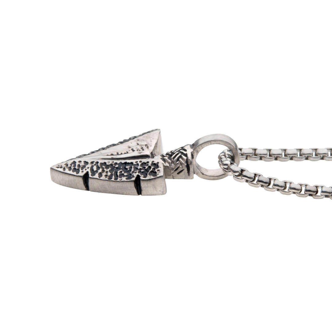 Men’s Antiqued Steel Arrowhead Pendant Necklace