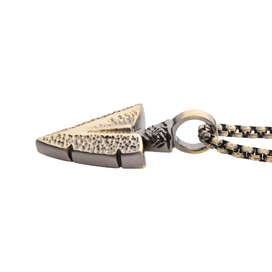 Men’s Antiqued Gold Arrowhead Pendant Necklace
