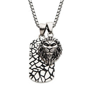 Men's stainless steel with 3D lion head dog tag pendant