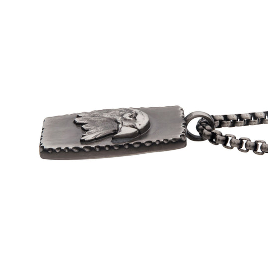 Men’s Gunmetal Eagle Dog Tag Pendant Necklace