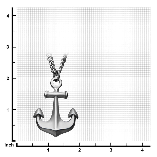 Men's stainless steel antiqued finish nautical anchor pendant