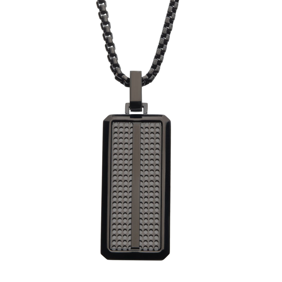 Men’s Black Stainless Steel Dog Tag Pendant Necklace