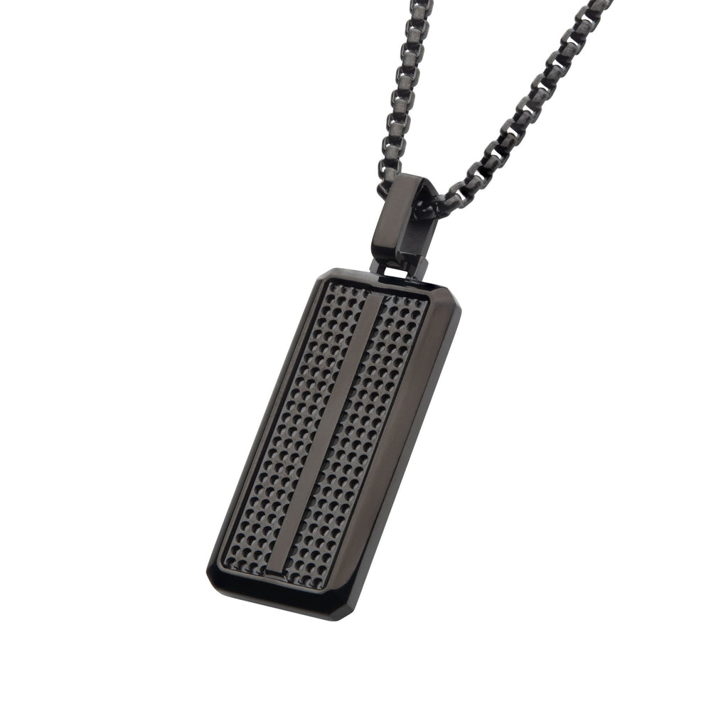 Men’s Black Stainless Steel Dog Tag Pendant Necklace