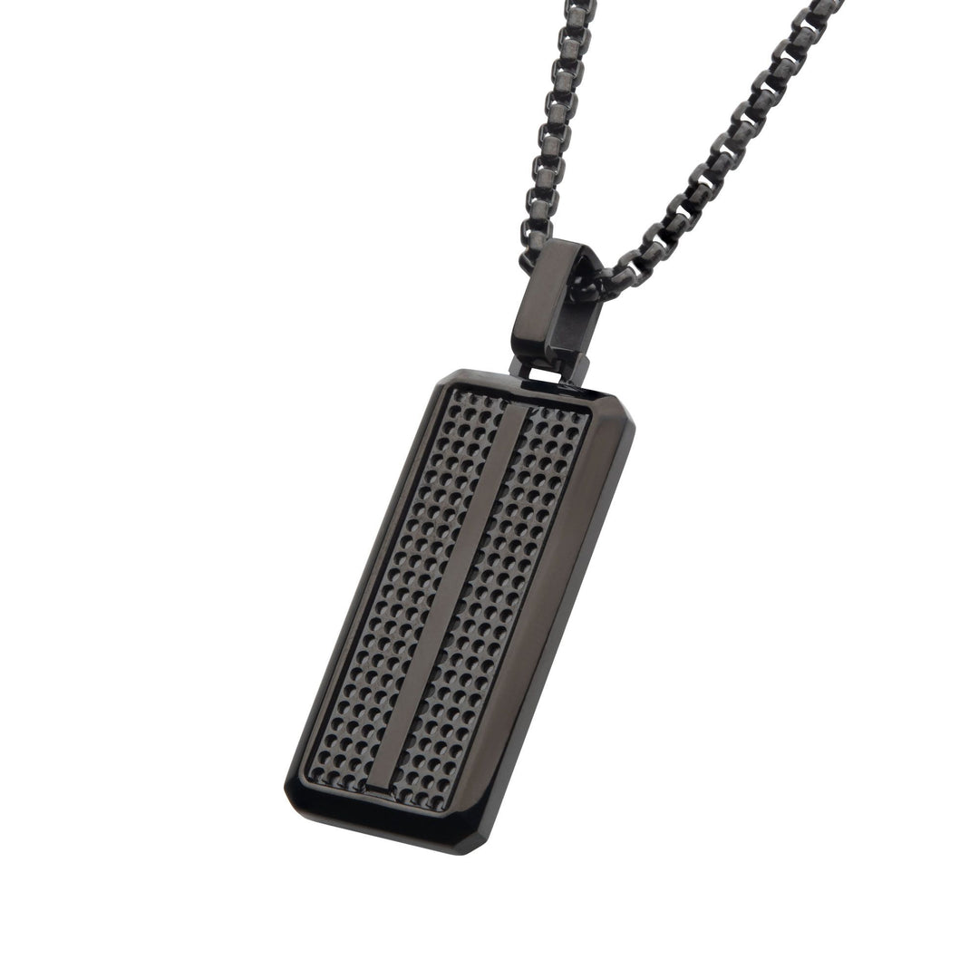 Men’s Black Stainless Steel Dog Tag Pendant Necklace