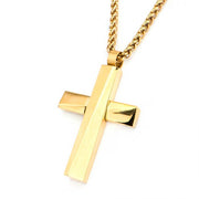 Men's Stainless Steel and Gold Plated Cross Pendant