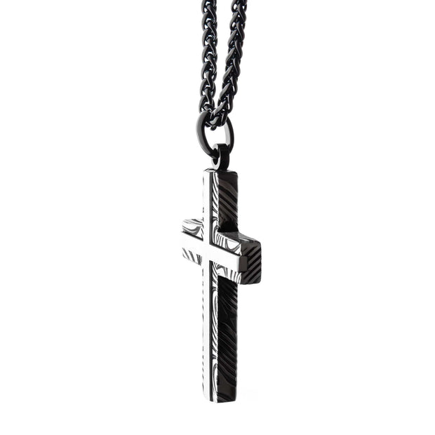Men's Stainless Steel Damascus Cross Pendant