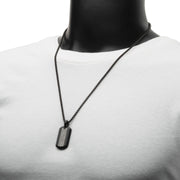 Meteorite Inlay Dog Tag Pendant with Black IP Box Chain