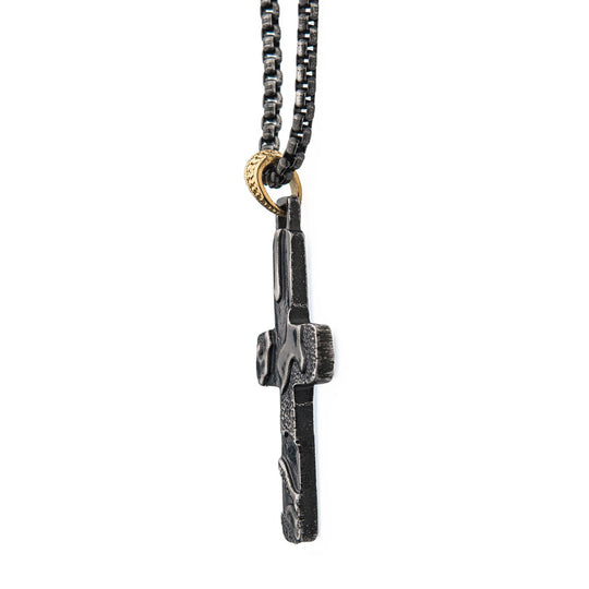 Men's Stainless Steel Gunmetal Plated 3D Canyon Pattern Pendant
