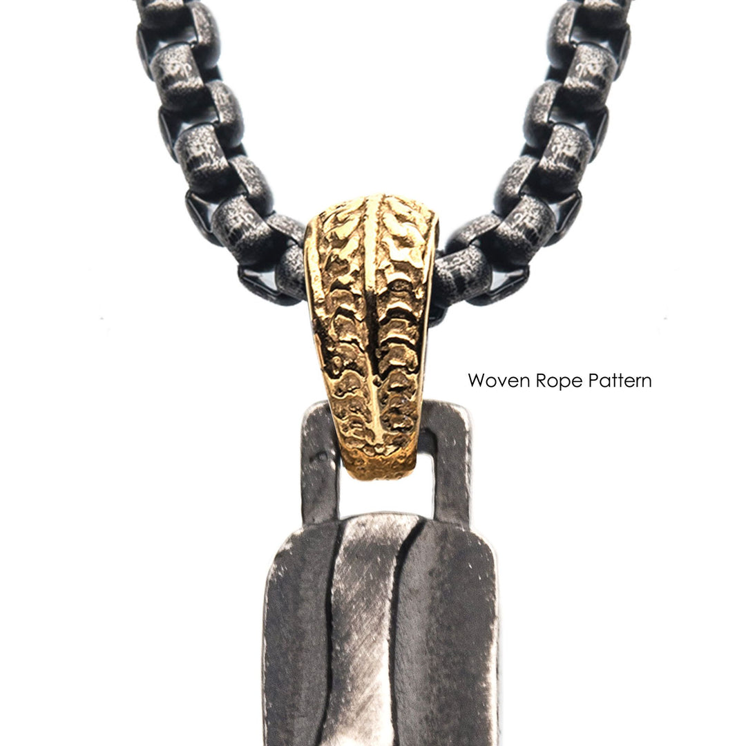 Men's Stainless Steel Gunmetal Plated 3D Canyon Pattern Pendant
