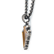 Men's Tiger Eye Stone with Gunmetal Arrowhead Pendant