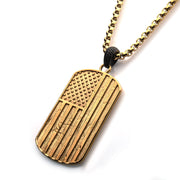 Men's Polished Gold Plated Rugged American Flag Pendant