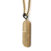 Men's Polished Gold Plated Rugged American Flag Pendant