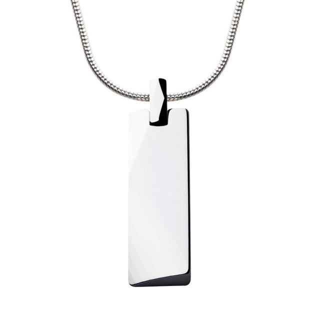 Tungsten Carbide Beveled ID Tag Pendant with Steel Snake Chain